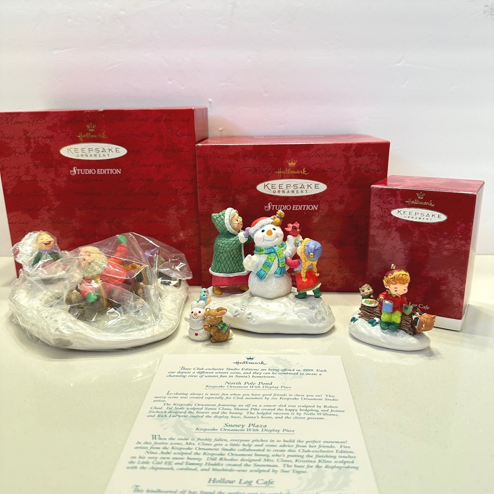 Hallmark Keepsake Studio Edition 1999 Complete Figures Set of 3 Snowy Plaza more